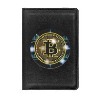 [แฟชั่น] บุคลิกภาพ Bitcoin สัญลักษณ์ปกหนังสือเดินทางผู้ชายผู้หญิงหนัง Slim ID Card Travel ผู้ถือกระเป๋าสตางค์เอกสาร Organizer Case