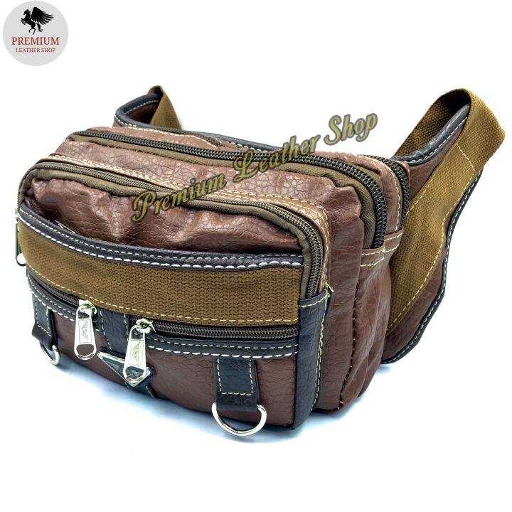 Malaysia Stock] 🇲🇾 Men's Leather Waist Pouch Chest Bag Cross Sling Travel Shoulder  Bag Kulit Halal