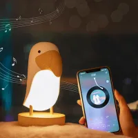 Hornbill Multifunction Bluetooth LED Night Light for Kids Sleep USB Charging Stepless Night Lamp Bedroom Home Decor