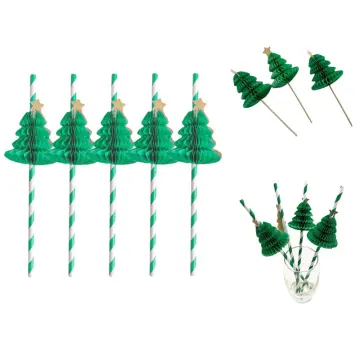 25pcs Christmas Themed Disposable Straws, Straws For Christmas