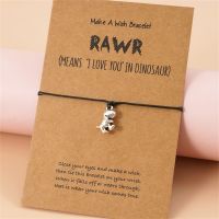 1 PC 3D Dinosaur Bracelets Animal Alloy Pendant Charm Jewelry Dinosaur Couple Bracelet Friendship Best Friend Girls Boys Gifts