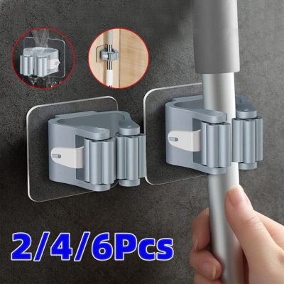 2/4PCS Bathroom Suction Hanging Pipe Traceless Hooks Home Storage Rack Wall Mop Mounted Organizer Holder Waterproof Broom Hanger Picture Hangers Hooks