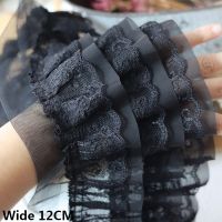 12CM Wide White Black Three Layers 3D Pleated Mesh Chiffon Fabric Embroidered Ruffle Trim DIY Dress Apparel Collar Sewing Decor Pipe Fittings Accessor