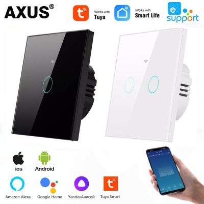 AXUS EU Wifi Smart Switch Wall Touch Light Switches RF433 Neutral wire/No neutral wire Tuya Smart life Support Alexa Google Home