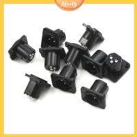 Aleaty? ใหม่10pcs MALE CHASSIS SOCKET 3-PIN XLR JACK PANEL MOUNT คอนเน็กเตอร์ Non-LATCHING