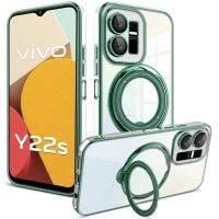 เคสชุบสำหรับ Vivo Y35 Y22 Y22s Y16 4G Y11 Y17 Y15 Y12 TPU เนื้อนิ่มโปร่งใสขอบสำหรับ VIVOY02s Y20 Y20i Y20s ที่ครอบด้านหลังที่เคสที่มีห่วงสำหรับถือโทรศัพท์