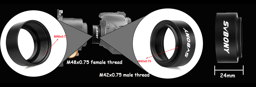 SVBONY Telescope Tube 2 inches Ultra Wide Adapter to M42 Thread Telescope Photography Extending Tube Filter Thread SLR DSLR Camera T Rings 