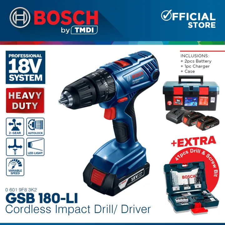 Bosch Professional Lithium Ion LiIon Cordless Drill Driver GSR 185LI 06019K30K2 Lazada PH