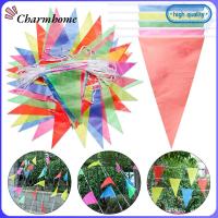 CHARMHOME ผ้าไนลอน เทศกาล ตกแต่ง ธงแบนเนอร์ ธงสามเหลี่ยม 100 เมตร ชายธง หลากสี