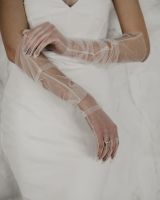 ▩ YouLaPan M01 Bridal Gloves 1 Pair Tulle Wedding Gloves are Transparent Long Above the Elbow Tulle wedding gloves for wedding