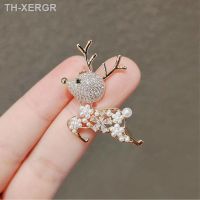 【hot】☑❦▪  Elk Broches para Mulheres Alfinetes Broche de Cristal Fato Escritório Corsage Acessórios Vestuário Presente Natal