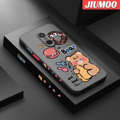 เคส JIUMOO สำหรับ Xiaomi Redmi โน๊ต4 Note 4x Note 4 Pro ดีไซน์ใหม่การ์ตูนหมีกินได้เคสเคสประกบหลังแบบแข็งนิ่มเคสขอบซิลิโคนกันกระแทกคลุมทั้งหมดเคสป้องกันกล้อง