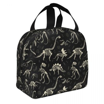 ✺☌﹍ Dinosaur Print Lunch Bag Men Women Portable Cooler Warm Insulated Lunch Box for Children School Work Picnic Food Tote Bags