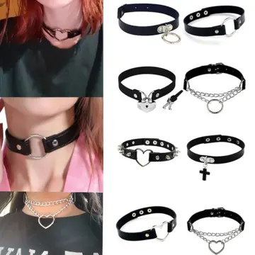 Punk Spikes Rivets Choker PU Leather Collar Neck Strap Necklace Gothic  Necklace Adjustable Buckle