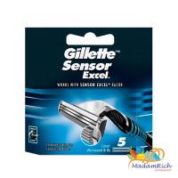 Gillette Sensor Excel ยิลเลตต์ เซนเซอร์ เอ็กเซล ใบมีดเซนเซอร์ 1 กล่องมีใบมีด 5 ชิ้น