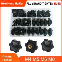 ™ M4 M5 M6M8 Plum Hand Tighten Nuts Handle Thread Star Mechanical Knob Thumb Clamping Blind Though Black Manual Nut Assortment Kit