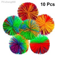 10pcs 60mm Colorful Stringy Ball Silicone Bouncing Fluffy Jugging Ball Novetly Squeeze Ball Hand Wrist Stress Relief Ball Toys