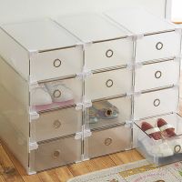 5pc Transparent shoe box storage shoe boxes thickened dustproof storage box shoes organizer superimposedcombination shoe cabinet Storage Boxes