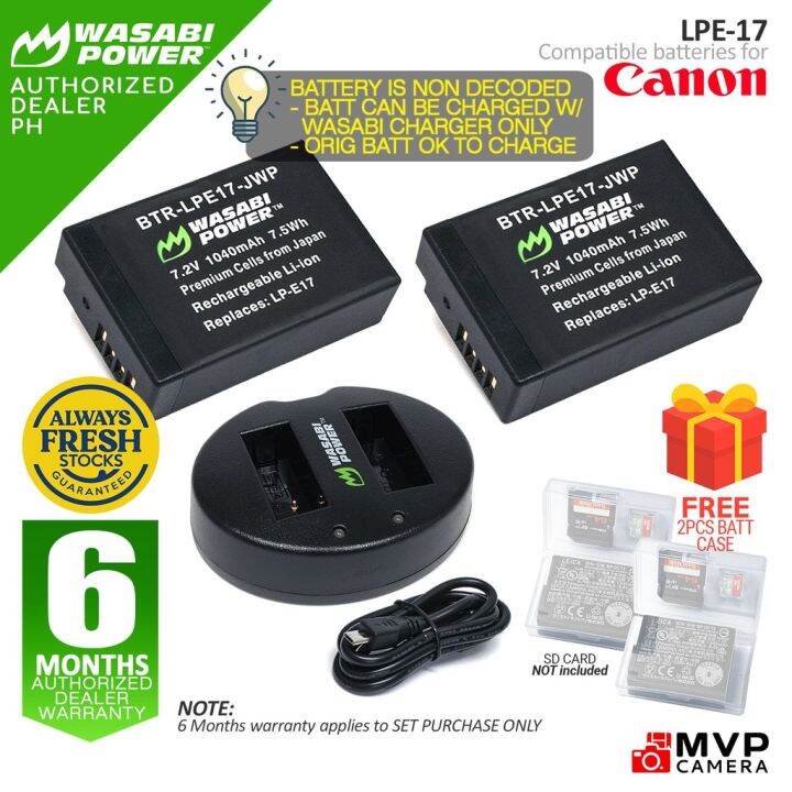 Wasabi Power CANON LPE17 LPE17 Battery and DUAL USB Charger MVP CAMERA