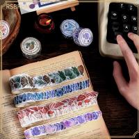 RSBPHM 100Pcs/Roll DIY สติ๊กเกอร์ สมุดภาพ เทป Washi เทปกาว ดอกเห็ดผีเสื้อ ing