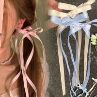 Fashion Ribbon Tassel Bowknot Hairclips Candy Long Bow Small Duckbill Hairpin For Women Girl Sweet Lolita Balletcore Headdress