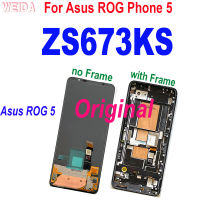 6.78 "อุปกรณ์ Asus ของแท้ ROG Phone 5 ROG 5 Pro สัมผัสหน้าจอ LCD หน้าจอดิจิตอลกรอบสำหรับ ROG 5S Pro 5 Ultimate ZS673KS แอลซีดี