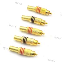 5Pcs/pack Gold Plated RCA Connecter Plug Solder Male Audio Video  Locking Cable for IP Camera CCTV CameraYB23TH