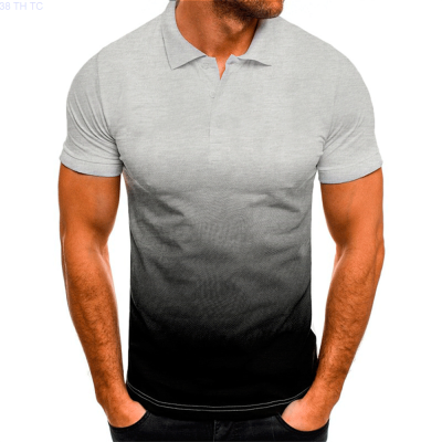 【high quality】  Ordinary Button Polo Shirt, Gradient Print, Suitable for Summer Men, Oversized Shirt, Casual Sleeves, Shorts, Fashionable Golf Shirt