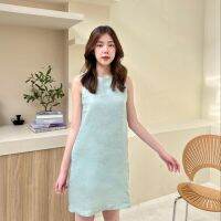 SUUBE Official Canna Dress-Sage green(เขียวมิ้น) เดรสสั้นแขนกุด ผ้าลินินแท้ ทรงเอ มีซับในและกระเป๋าข้าง