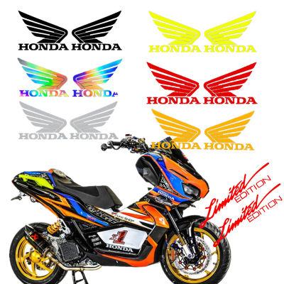 2/4Pcs Honda Wing สติกเกอร์สะท้อนแสง600RR CB1000R CB1100 CB650F CBR300R VFR1200รถจักรยานยนต์กันน้ำรูปลอกเรืองแสงสีเหลือง Limited Edition