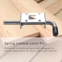 2Pcs 5 Inch Stainless Steel Spring Loaded Latch Pin Barrel Bolt 2mm Thickened Door Lock Brushed Door Hardware Locks Metal film resistance