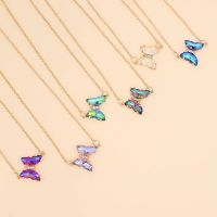 Simple Cubic Zirconia Butterfly Pendant Necklace Classic Birthstone Crystal Necklace For Women Girls Anniversary Gifts