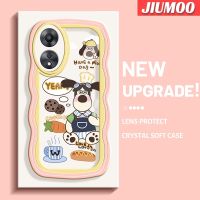 เคส JIUMOO สำหรับ OPPO A58 5G A58X 5G A78 5G เคสลายการ์ตูนสุนัขทำอาหารแฟชั่นขอบคลื่นครีมดีไซน์ใหม่เคสโทรศัพท์แบบใสน่ารักเลนส์กล้องถ่ายรูปเคสใสกันกระแทกเคสป้องกันซิลิโคน