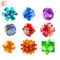 Children 3d Puzzles Kongming Lock Glass-colored Luban Lock Brain Teaser Educational Toys For Boys Girls Gifts
