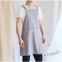 【hot sale】□ D13 Japanese Style Apron Suspender Cotton Linen Retro Home Bib Floral Cafe Workwear Men Women Customized LOGO