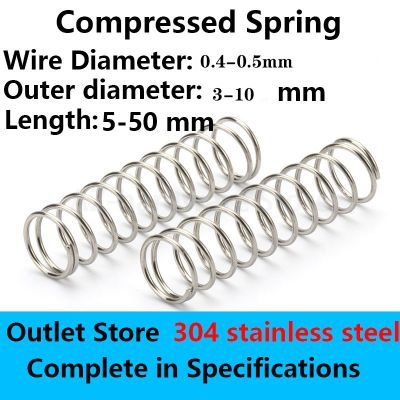 №✲✖ 304 Stainless steel Compressed Spring Rotor Return Spring Pressure Spring Line Diameter 0.4-0.5mm External diameter 3-10mm
