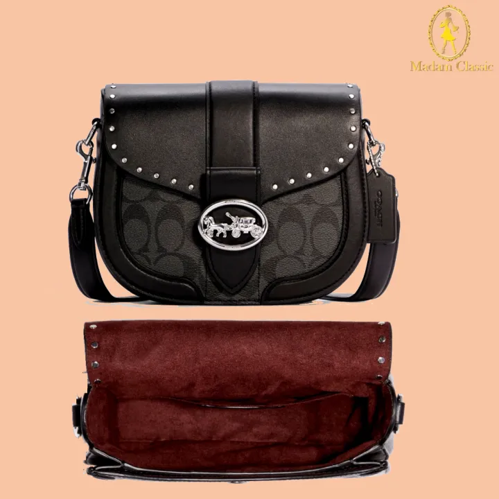 กระเป๋าสะพาย COACH C3593 SADDLE BAG IN COLORBLOCK SIGNATURE