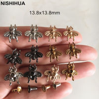 50 set - Metal Bee Rivet Spike Studs,Zinc Alloy Bee Rivet For Garments,Gold Silver Black,Belt Crafts DIY Rivets For Shoes - A