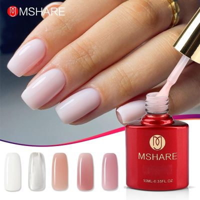 MSHARE Beige Pink Self Leveling Gel Manicure for Finger Nail Extensions Varnish Clear Lacquer Quick Building Diy at Home