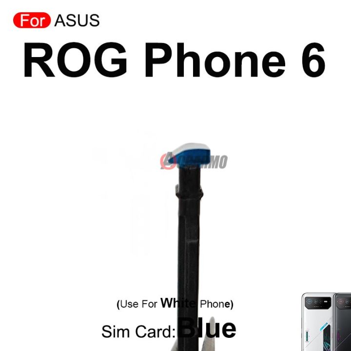 สีน้ำเงินสำหรับ-asus-rog-phone-6-rog6ซิมการ์ดถาดใส่ซิมเบ้าปลั๊กที่ใส่อะไหล่ซ่อมช่อง