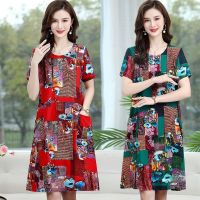 COD DSTGRTYTRUYUY New Dresses Batik Walking Daster Duster Pambahay Plus Size Plus Size Dress For Women Casual 2345xl Xxxxl Mother Dress Short-sleeved Floral Skirt Loose And Thin Plus Size Mid-length Dress Beach Skirt Tide