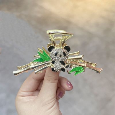 Chinese style panda bamboo clip fashion temperament hair clip back head shark clip cute headdress