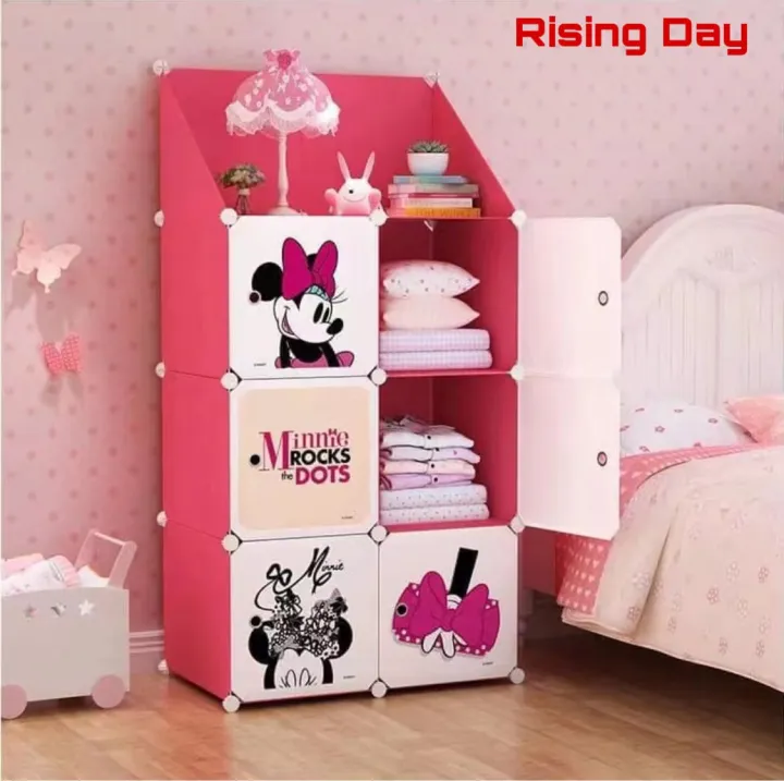 6 CUBES DIY MINNIE MOUSE WITH BEDSIDE STAND WARDROBE SPACE