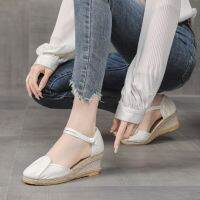 HOT★เวดจ์ espadrilles ผู้หญิงฤดูร้อน2023ใหม่ในสุภาพสตรีสบายๆรองเท้าแตะปิดเท้าพรรครองเท้าแม่ Comfort เดินรองเท้าปั๊ม