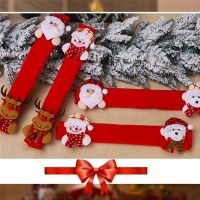 2/4Pcs Gloden Snowflake Christmas Refrigerator Door Handle Cover Xmas Decoration 2023 Door Knob Cover Home Tool Accessories