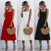 【YF】 Women Long Dress Summer Sexy Backless Casual White Black Ruched Slip Midi Sundresses 2021 Ladies Strap Clothes For Y2k Red