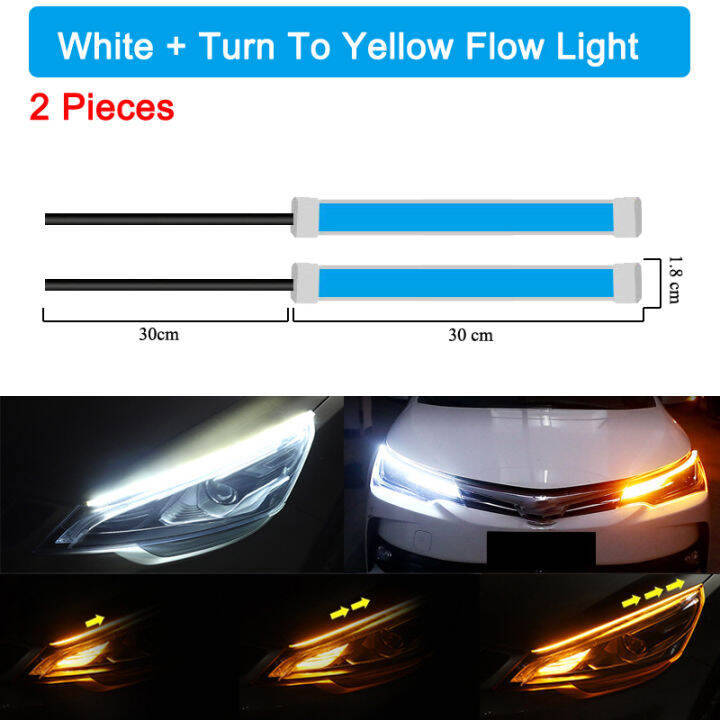 2-pcs-car-led-strip-lights-headlight-strips-drl-light-12v-dual-color-white-and-amber-daytime-running-lights-turn-signal-bulb