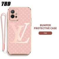 YBD LV ซิลิกาเคสโทรศัพท์เจลพร้อมสายคล้องสำหรับ Vivo Y75 5G Y33S 5G T1 5G IQOO Z6 5G เคสบางพิเศษ5G พร้อมป้องกันเลนส์