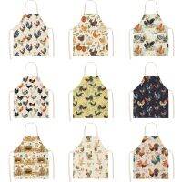 1 Pcs Cock Printed Cotton Linen Sleeveless Aprons Kitchen Women Pinafore Home Cooking Baking Waist Bib 38x47cm