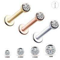 【LZ】◐❐❦  Brinco De Aço Cirúrgico Internamente Roscado CZ Gem Labret Anel Labial Tragus De Orelha Piercing De Cartilagem 16G 1.5-3mm 316L 1Pc